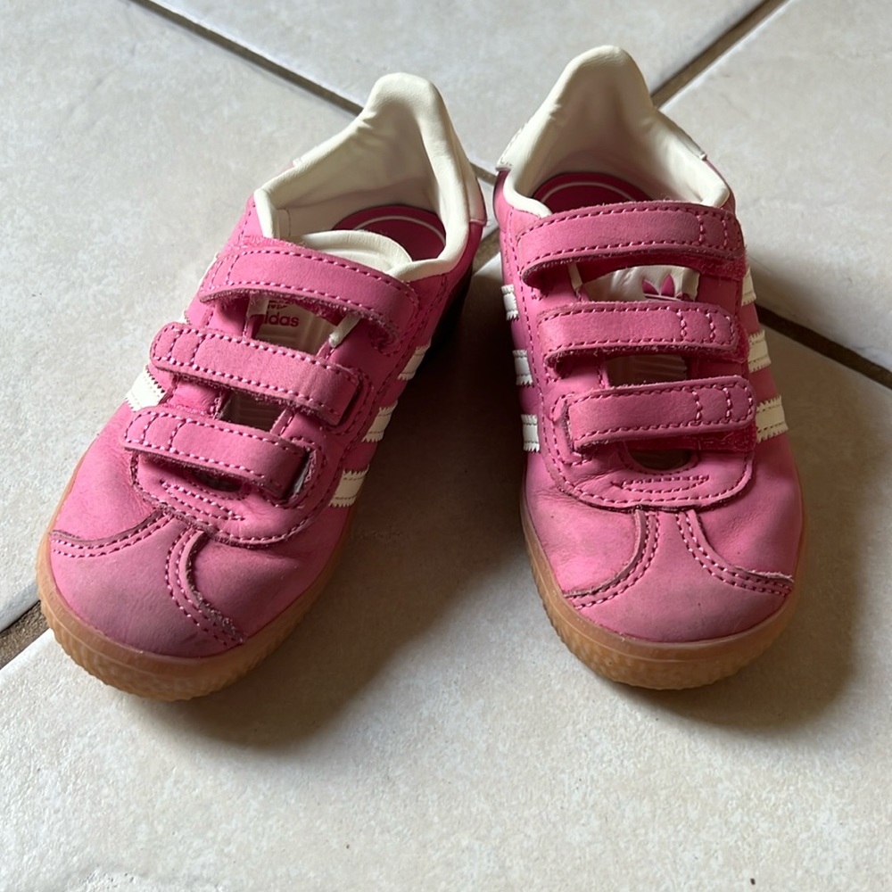 Toddler size 10- Adidas pink shoes, Velcro straps, like new, wore 2x.